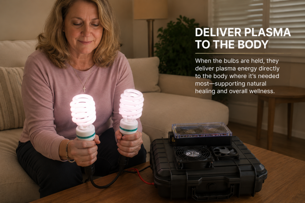 plasma bulbs held by the hands