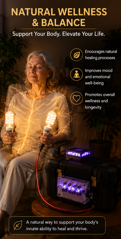 lady using tesla frequency generator