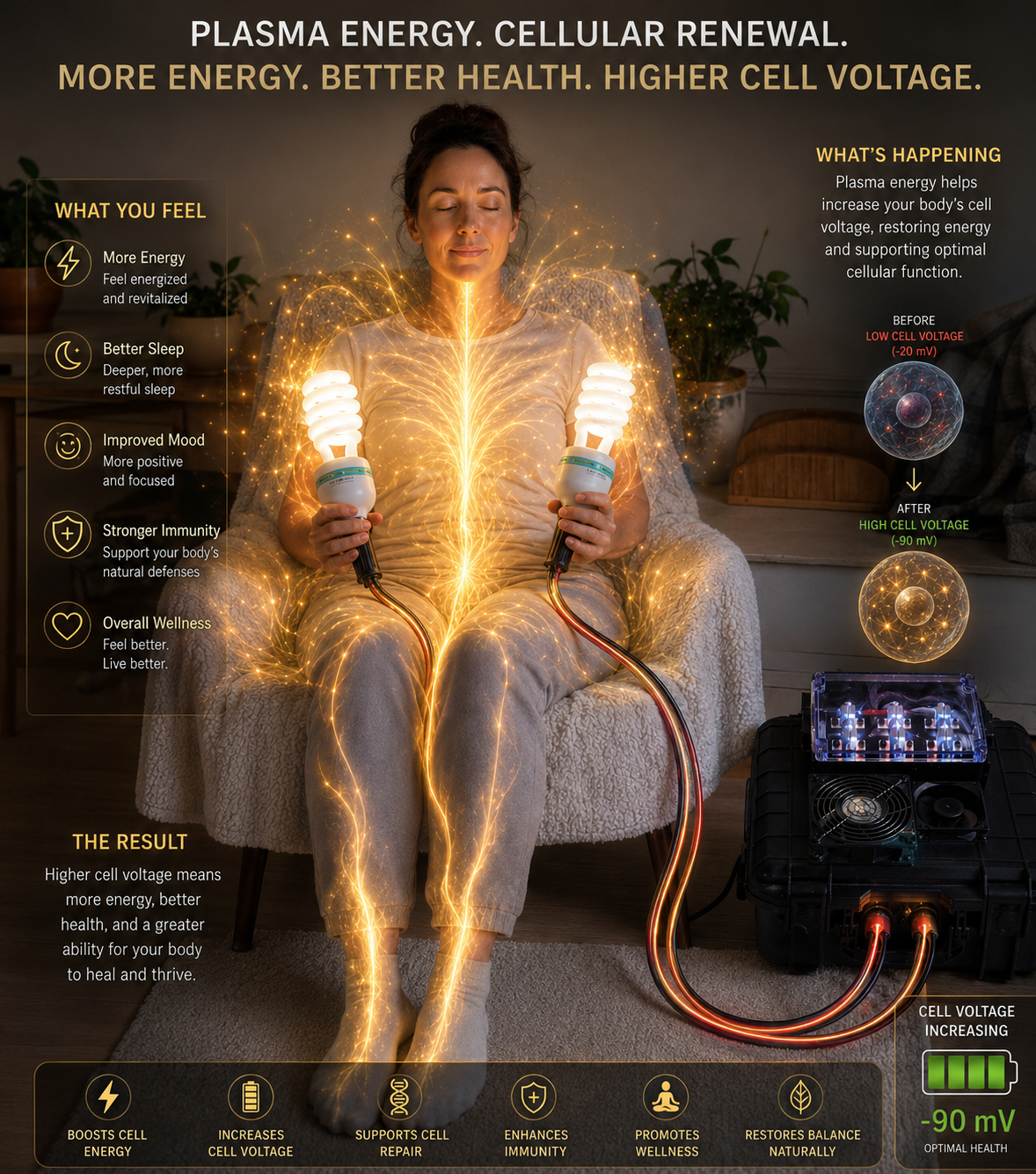 Lady sat receiving high frequency plasma treatment