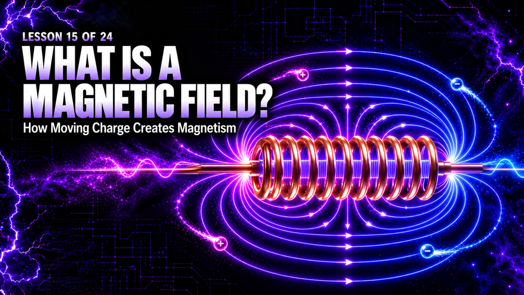 What is a magnetic field lesson showing a coil and glowing magnetic field lines