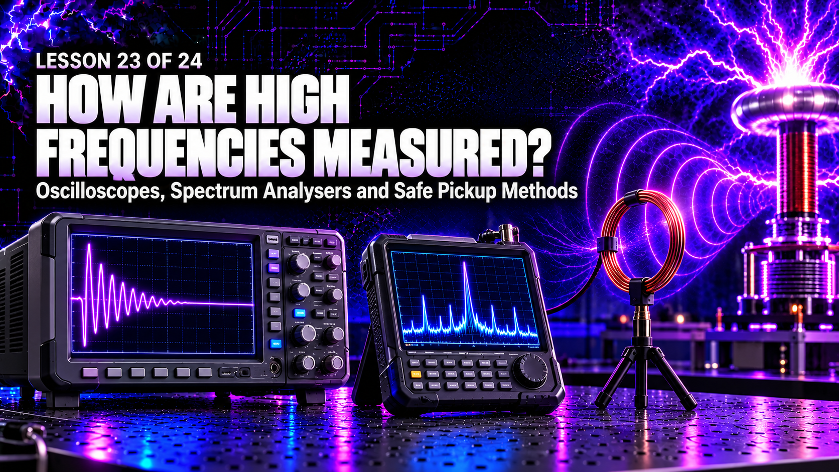 How are high frequencies measured lesson with an oscilloscope spectrum analyser and pickup coil