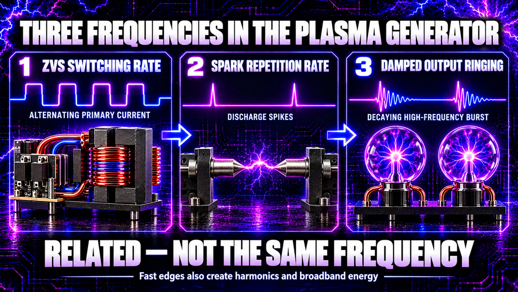 ZVS switching spark repetition and damped output ringing in a high frequency plasma generator